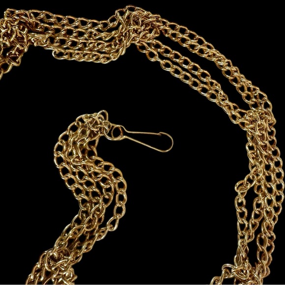 Vintage Chain Belt with coin, Triple Twisted-knotted Bohemian Hippie Gold tone - Picture 6 of 10